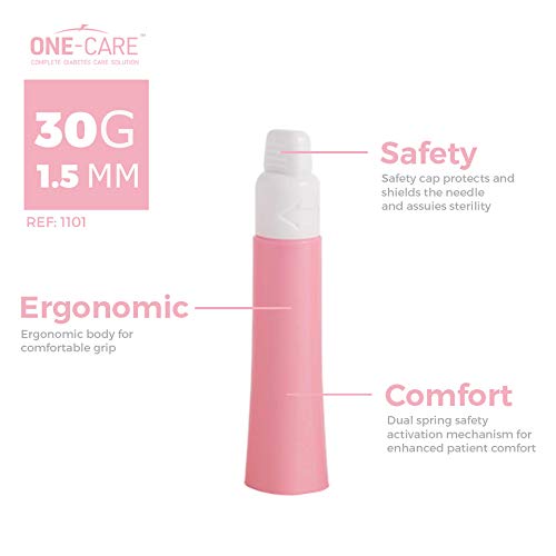 [Australia] - MediVena ONE-Care Safety Lancets, Contact-Activated, 30G x 1.5mm, 100/bx, Sterile, Single-Use, Preloaded, Gentle for Comfortable Testing 