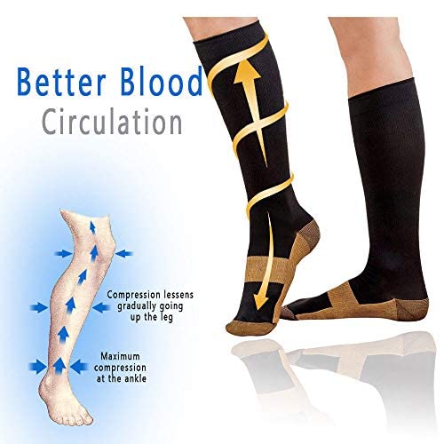 [Australia] - 3 Pairs Copper Compression Socks for Men & Women (20-30 mmHg) Best Graduated Athletic Fit for Running, Nurses, Flight Travel & Maternity Pregnancy - Boost Stamina, Circulation & Recovery L/XL 