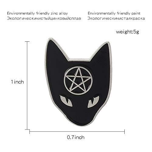 [Australia] - Pentagram Star Black Cat Laple pins Wicca brooches Witch Pentacle Enamel pins Magic Cat Witchcraft Brooch Jewelry Silver 