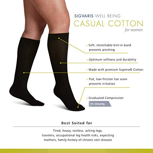[Australia] - SIGVARIS Women's Casual Cotton 146 Calf High Compression Socks 15-20mmHg 7â½ - 9â½ Khaki 