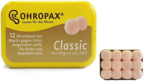 [Australia] - 2 Pack of Ohropax Reusable Wax/cotton Ear Plugs (24 Plugs Total) with Clear Carrying Case 
