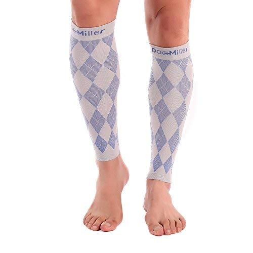 [Australia] - Doc Miller Calf Compression Sleeve for Men & Women - Fast Leg Pain Relief from Shin Splints, Varicose Veins - All Day Calf Support for Running, Travel & Everyday Use Gray.Blue X-Large 