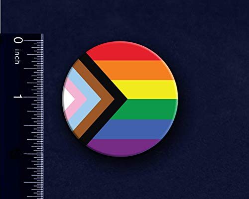 [Australia] - Fundraising For A Cause | Daniel Quasar Progress Pride Rainbow Flag Button Pins - LGBTQ Pride Rainbow Round Button Pins (25 Pins) 