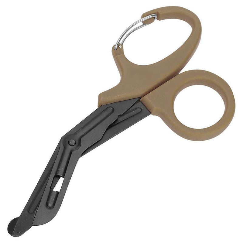 [Australia] - Titanium Bandage Shears Scissors 19cm , EMT and Trauma Shears, Bent Stealth Black Coated for Nurses, Students, Emergency Room (Brown) Brown 