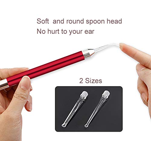 [Australia] - 2 Pcs Ear Wax Removal Tool with Light - Ear Pick Cleaner Kit for Kids and Adults, Earwax Spoon Digger & Tweezers for Ear Health Care Gift Set with Case (Red) Red 