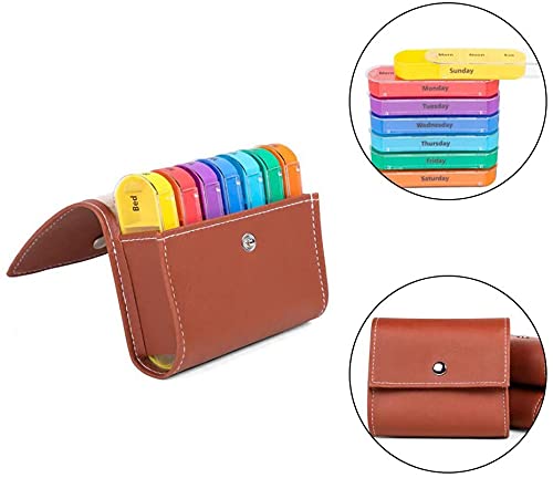 [Australia] - Tiardey 7 Day Pill Box 4 Times a Day,Weekly Medication Reminder Box Includes Orange Leather PU Carrying Case 