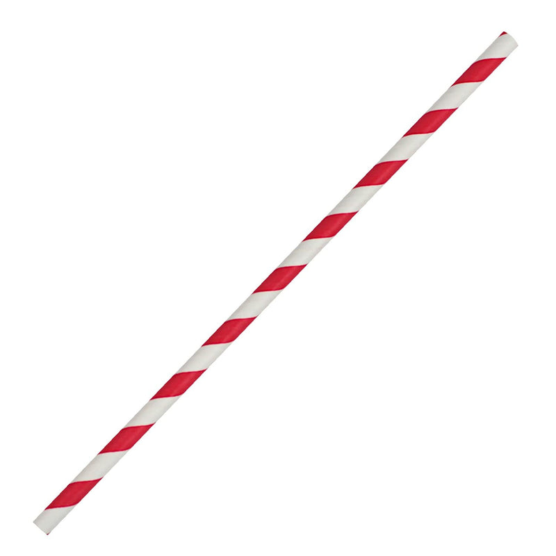 [Australia] - Bright Red Striped Paper Straws (6mm x 200mm) - Pack Size 500 - Biodegradable / Eco-Friendly / Highly Durable / Food Safe / Suitable for All Occasions 