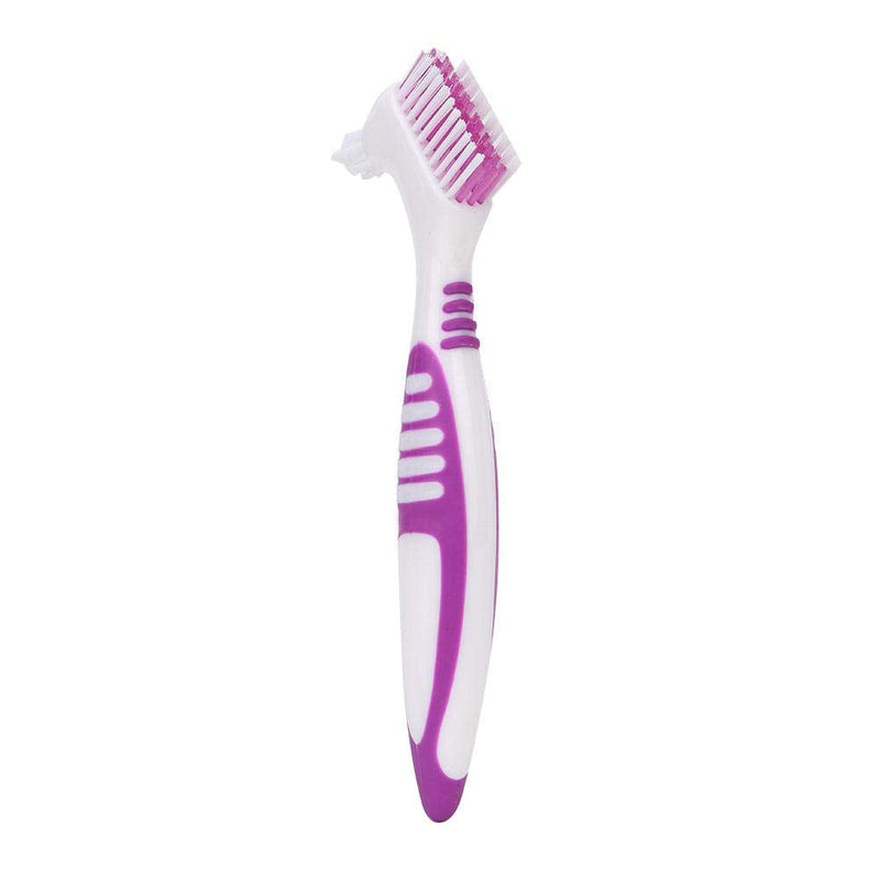 [Australia] - 2pcs Double Bristle Head Denture Cleaning Brush Set, Toothbrush Denture Portable Ergonomic Multi-Layered Bristles False Teeth Brush for Denture Care and Retainer Cleaning 