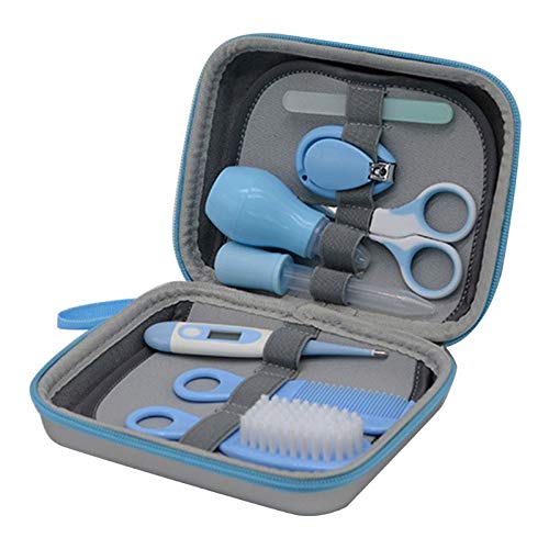 [Australia] - JasCherry 8 PCS Baby Healthcare Kit - Baby Grooming Kit Newborn Baby Care Accessories, Essential Baby Care Items for Travelling & Home Use-Ideal for Newborn, Infant, Toddler Girls & Boys (Blue) blue 