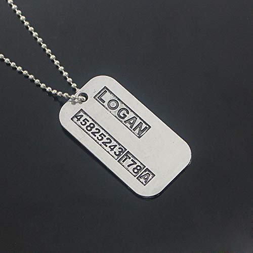 [Australia] - 925 Sterling Silver Plated Wolverine2 Logan's Double-sided Engraved Square Charm Pendant Necklace 