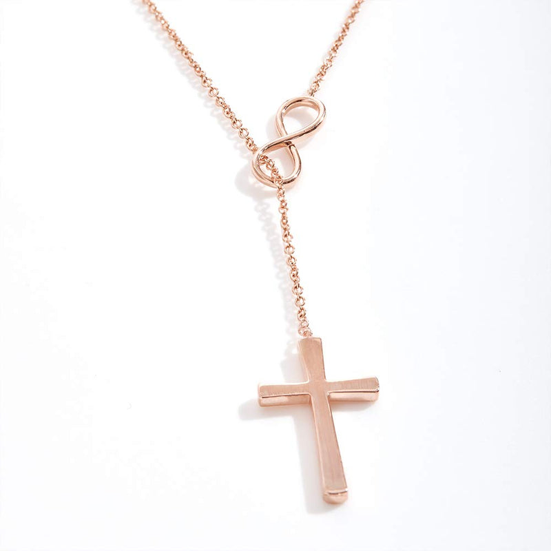 [Australia] - Collar Regalo para Madre, Mamá, Día de la Madre, Cumpleaños, Día de la Mujer, Infinity Cross (Rose-Gold-Plated-Brass, NA) 