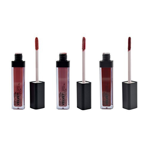 [Australia] - BYS Velvet Lips Liquid Lipstick Set - 3 Shade Collection in Travel Kit, Long-lasting Lipsticks for Women Red 