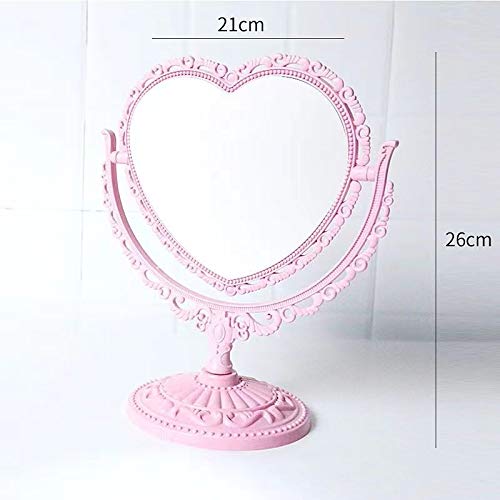 [Australia] - 7-Inch 3X Tabletop Vanity Mirror | Double Sided Magnifying Makeup Mirror with 360 Degree Rotation | Bathroom Bedroom Vanity Mirror (Pink, Heart-Shaped) Pink 