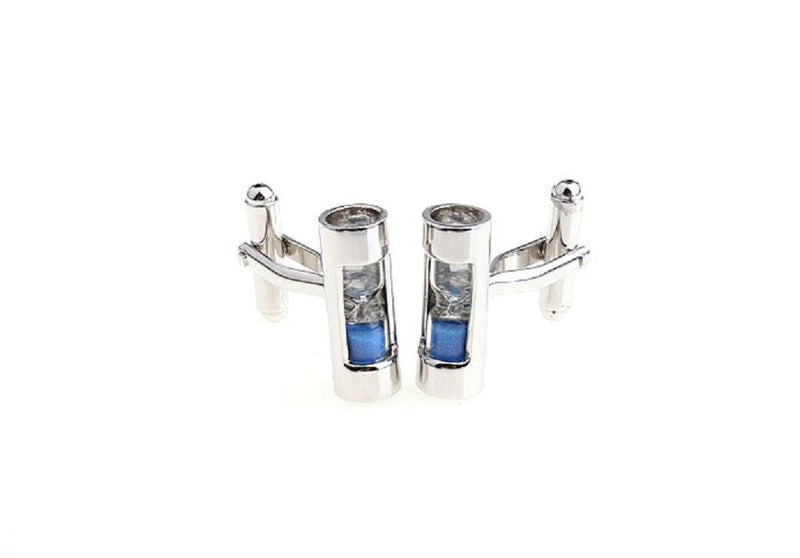 [Australia] - MRCUFF Sand Timer Hourglass Blue Steampunk Sandtimer Pair Cufflinks in Presentation Gift Box & Polishing Cloth 