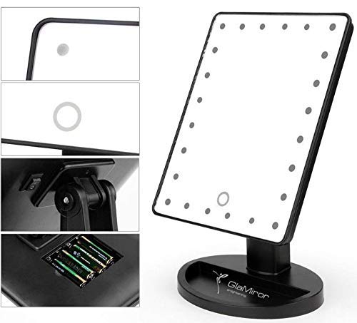 [Australia] - Glamiror Makeup Mirror with Lights -Lighted Makeup Mirror, Vanity Mirror, Led Makeup Mirror, Light Up Mirror, Makeup Mirror Lights, Black 