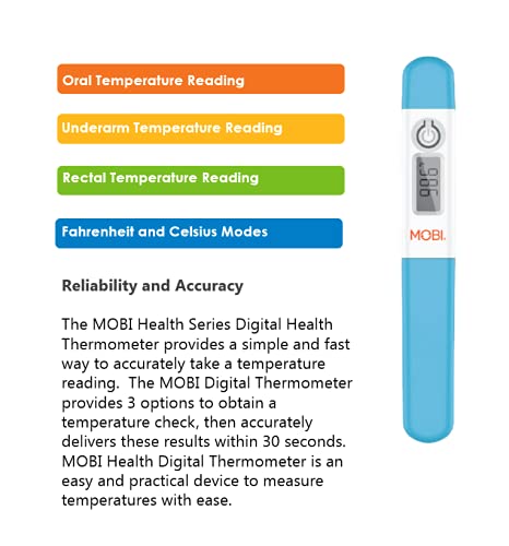 [Australia] - MOBI - Digital Health Thermometer - Oral, Underarm, and Rectal Thermometer for Adults and Children - Thermometer for Fever - Rectum and Armpit Reading for Baby, Children and Adults - 1 Pack 1-Pack 