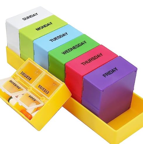 [Australia] - Large Pill Box 7 Day 4 Times a Day,Weekly Medicine Storage Box Tablet Organiser for Pills, Vitamin, Medication and Tablets, Fish Oils 