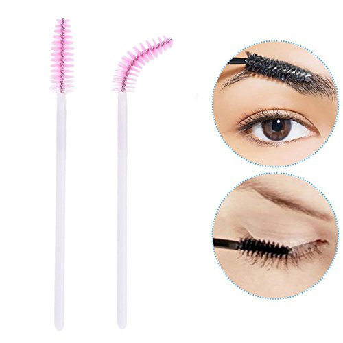 [Australia] - AKStore 100 PCS Disposable Eyelash Brushes Mascara Wands Eye Lash Eyebrow Applicator Cosmetic Makeup Brush Tool Kits (White-Pink) White-Pink 