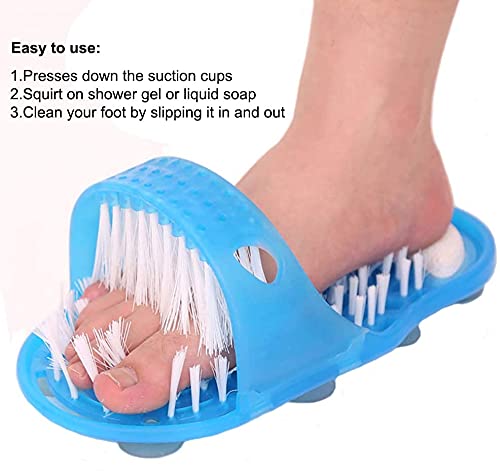[Australia] - GREY LOOK 1 x Bathroom Shower Feet Brush Foot Cleaning Bristle Slipper Washer Bath Scrubber Massager Stick on Floor Bristle Slipper Sandal 