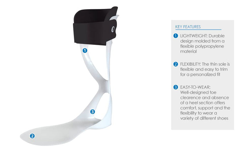 [Australia] - Ossur AFO Leaf Spring for Mild to Moderate Drop Foot Ankle-Foot Orthosis | Lightweight, Low-Profile Heel-less Design for Optimum Comfort | Flexible Customizable Sole | Large - Left 