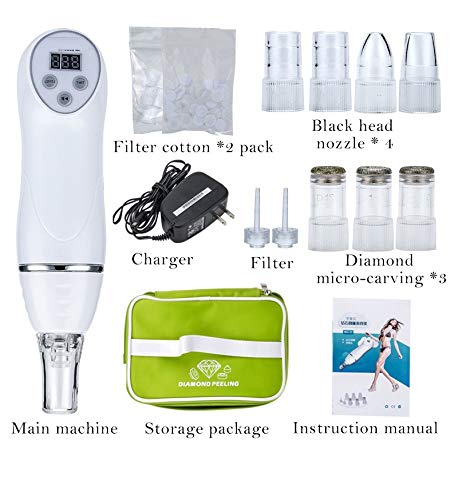 [Australia] - YAVOCOS 6 Tips Blackhead Vacuum Suction Remover Machine Mini Diamond 17 Dermabrasion Skin Peeling Digital Beauty Device Facial Pores Cleaner 