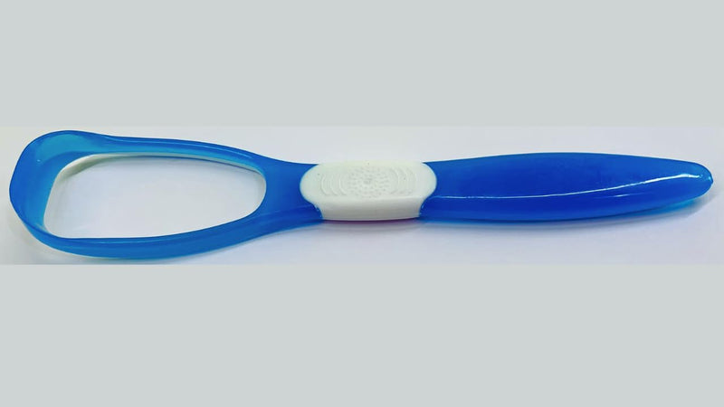 [Australia] - 2 x Tongue Cleaners Plastic Tongue Scraper Plastic Tongue Cleaner Bad Breath Remover Oral Care Dental Care (Blue & Green (Large)) Blue & Green (Large) 