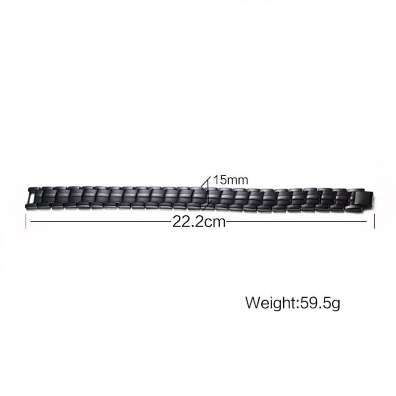 [Australia] - RainSo Mens Black Titanium Steel Magnetic Bracelet with 3500 Gauss 4 Element Double Strength Magnets Wristband Magnetic Bracelets 