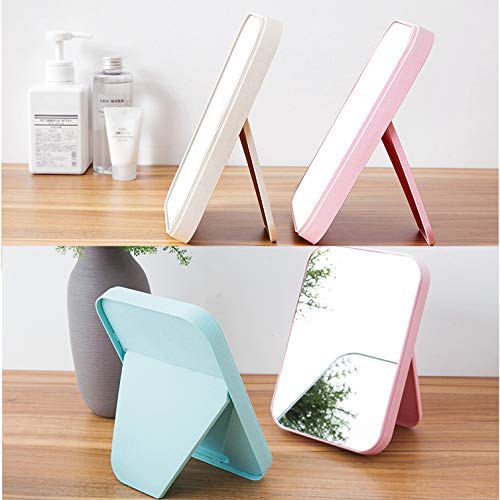 [Australia] - Coobbar Desktop Makeup Mirror,Foldable Makeup Mirror Simple Portable Makeup Mirror Princess Mirror Square Mirror Makeup Mirror for Women (Pink) Pink 