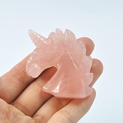 [Australia] - 2" Hand Carved Unicorn Stone Statue, Healing Crystal Gemstones Carving Figurine Healing Energy Crystal Unicorn Sculpture Reiki Sculpture Rose Quartz 