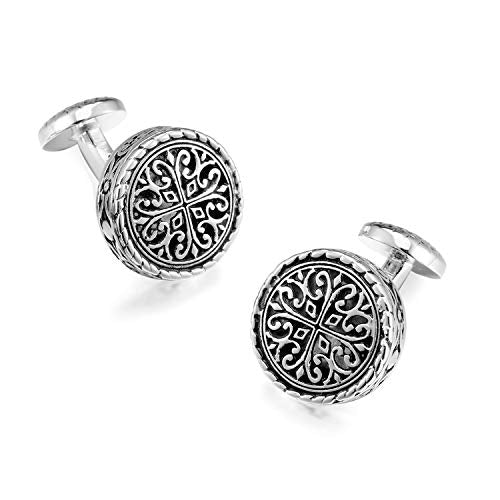 [Australia] - Cufflinks for Men Vintage Style Irish Celtic Knot Ball Return Fixed Backing Cuff links Mens French Shirts Accessory Wedding Best Man Tuxedo Studs Father's day Groomsmen Gifts Box Grey 