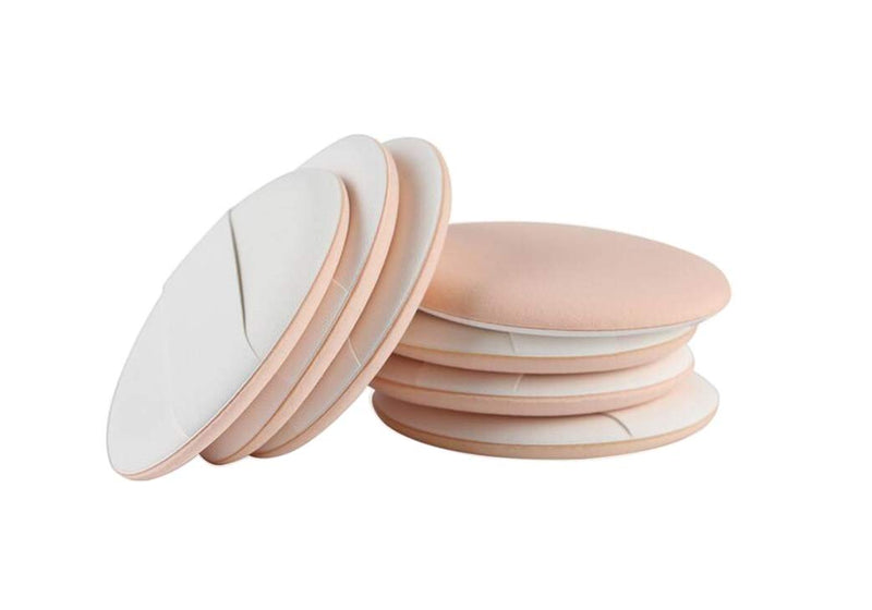 [Australia] - 7Pcs Skin Color 5.5cm/2.2inch Round Shaped Wet and Dry Dual-Use Sponge Air Cushion Foundation Puff with Clear Box Cosmetic Makeup Loose Powder Applicator BB Cream Flutter Painter Blender for Makeup 