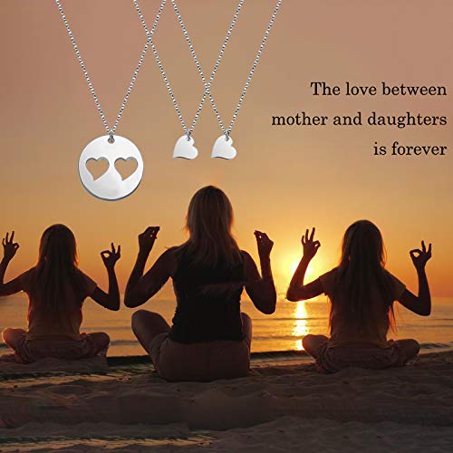 [Australia] - SEIRAA Mother Daughters Necklace Set Mom Daughter Heart Jewelry Gift for Mom Mom &2daughters necklace 