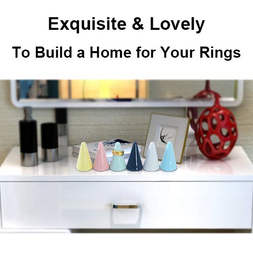 [Australia] - 6 Pack Ceramic Ring Jewelry Holder Cone Storage Showcase Display Stands (Multi-Color) 