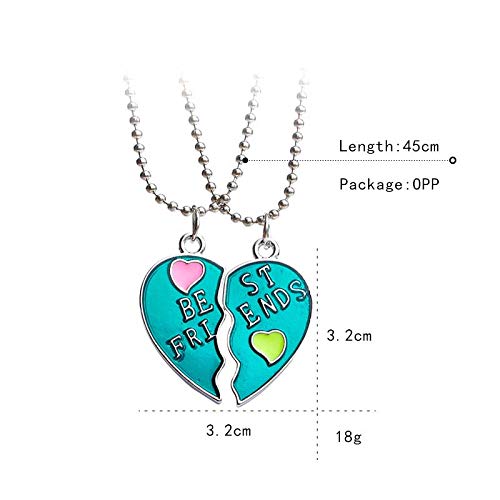 [Australia] - MJartoria BFF Necklaces for 2-Split Heart Green Cute Pendant Best Friends Forever Friendship Best Friends Necklaces for Girls, Sisters 