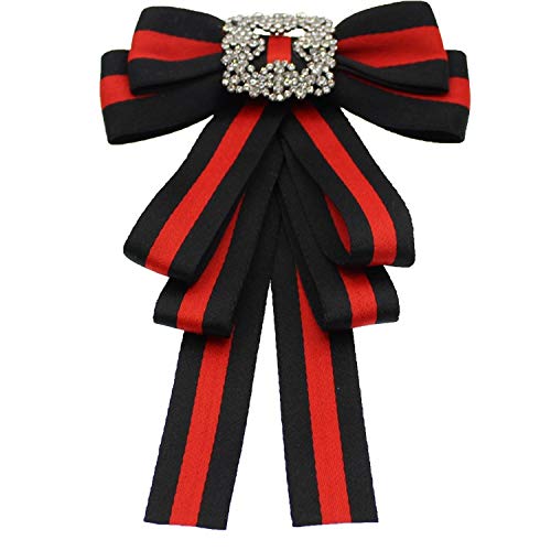 [Australia] - ladies girl bowknot bow tie suit shirt tie pins necktie pin brooch pre-tied ribbon brooches for Christmas (black/SR138) 