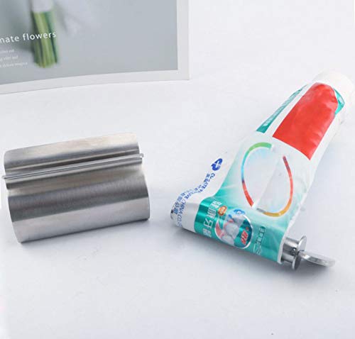 [Australia] - Guokoo Toothpaste Squeezer, Metal Toothpaste Tube Wringer Seat Holder Stand for Toothpaste, Hand Cream or Mustard Sauce (Stainless Steel) 