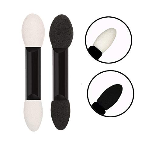[Australia] - GTVIA 100 Pack Disposable Double Sided Sponge Makeup Eyeshadow Brush Tipped Cosmetic Makeup Eye shadow Applicators Brush (Black and White) Black and White 