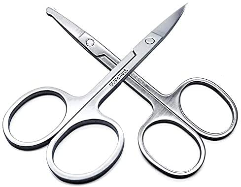 [Australia] - 2Pcs Nose Hair Scissors Set, for Nose Scissors Beard Moustache Eyelash Eyebrow Trimmer 