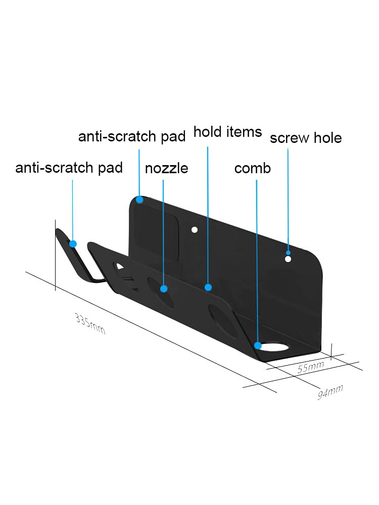 [Australia] - Hosoncovy Hairdryer Wall Mount Holder Stand Blow Dryer Rack Hook Organizer for Dyson Supersonic Hair Dryer (Black) Black 