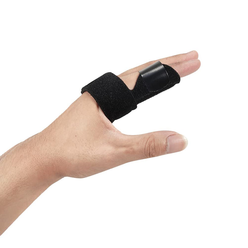 [Australia] - Denpetec Trigger Finger Splint, Lightweight Durable, Non Slip Adjustable Strap, for Thumb, Index, Middle, Ring, Little Finger, Finger Pain Relief and Sport Injuries(Black) Black 