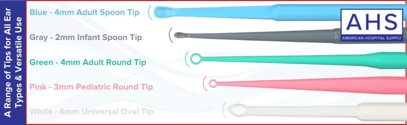 [Australia] - AHS (American Hospital Supply) Ear Curettes | Ear Wax Removal Tool (Green - Adult 4 MM - Round Tip) Green - Adult 4 Mm - Round Tip 