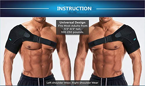 [Australia] - ellostar Stabilizing Shoulder Brace for Women and Men, Adjustable All Size Fit Sleeve Wrap with Ice Pack Pocket, Pain Relief for Injuries, Recovery and Dislocated Shoulder 
