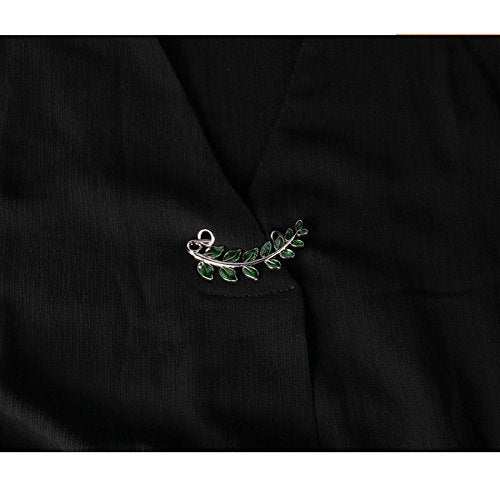 [Australia] - Joyci Vintage Green Leaf Brooch Cardigan Pin Shawl Brooch Buckle Sweater Knitwear Lapel Pin Gold plated 