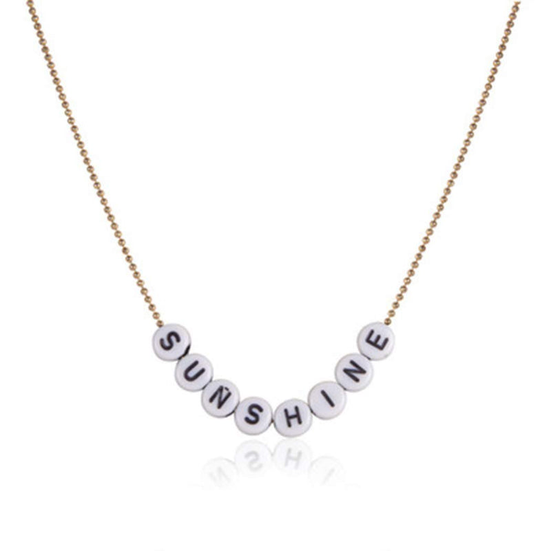 [Australia] - Funyrich Simple letter Necklace Chain Gold geometric Necklaces Jewelry for Women and Girls 