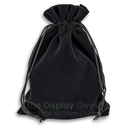 [Australia] - 12-Pack Large Heavyweight Velvet Bags with Cord Drawstring (4x6, Black) for Tarot Dice Jewelry Stone Crystal Pouches by TheDisplayGuys 