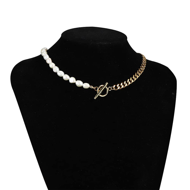 [Australia] - KDIZI Pearl Bead Choker Necklace Bracelet Set,18K Gold Handmade Colorful Bohemian Seed Beaded Pearl Choker for Women Girls Jewelry cuban chain & pearl 