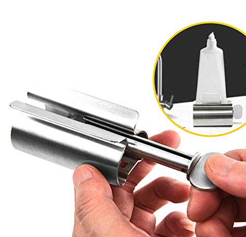 [Australia] - Guokoo Toothpaste Squeezer, Metal Toothpaste Tube Wringer Seat Holder Stand for Toothpaste, Hand Cream or Mustard Sauce (Stainless Steel) 