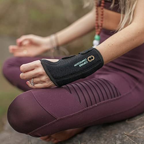 [Australia] - Copper Compression Recovery Wrist Brace - Copper Infused Adjustable Support Splint for Pain, Carpal Tunnel, Arthritis, Tendonitis, RSI, Sprain. Night Day Splint for Men Women - Fits Right Hand L-XL Right Hand Large/X-Large (Pack of 1) 