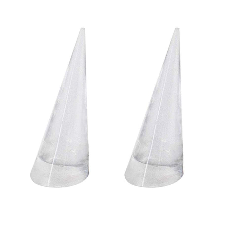 [Australia] - luzen 2Pcs Cone Shape Acrylic Jewelry Ring Display Holder Finger Ring Stand Single Ring Display Support Holder Decorative Display Stands for Jewelry Ring/Wedding Ring, Clear 