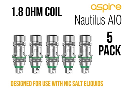 [Australia] - Aspire Pack of 5 Replacement Coils 1.8ohm for The Nautilus AIO All in One Pod Electronic Cigarette E-Cig Vaping System No Nicotine 